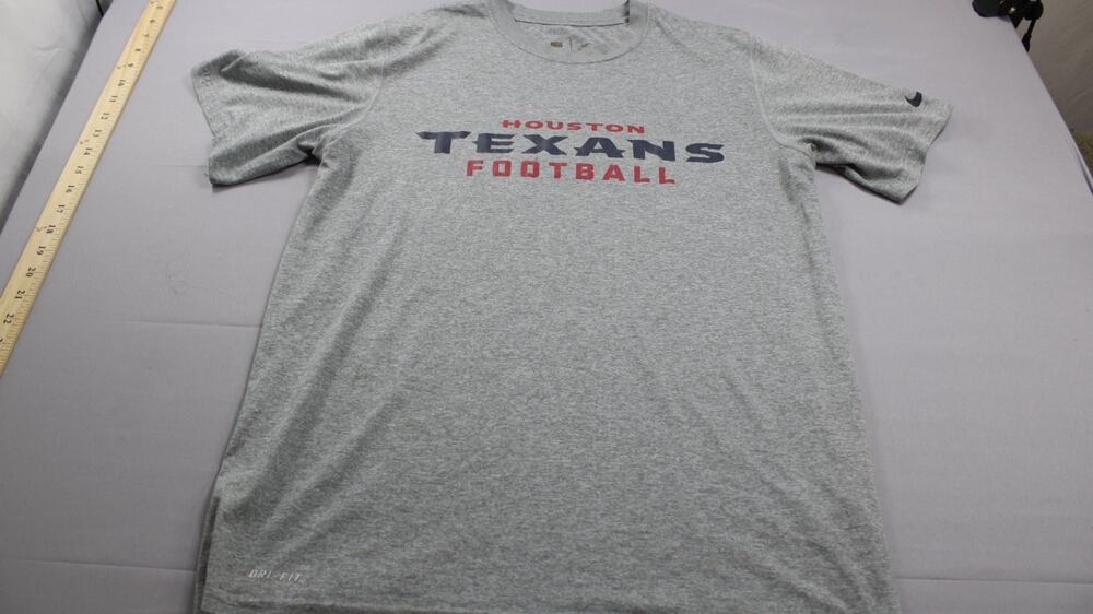 Nike Houston Texans Football T-Shirt Dri-FIT NFL On Field Mens L Gray Tagless